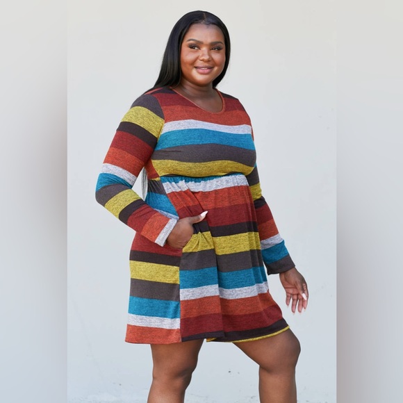 Full Size Striped Pleated Dress - Picture 7 of 8